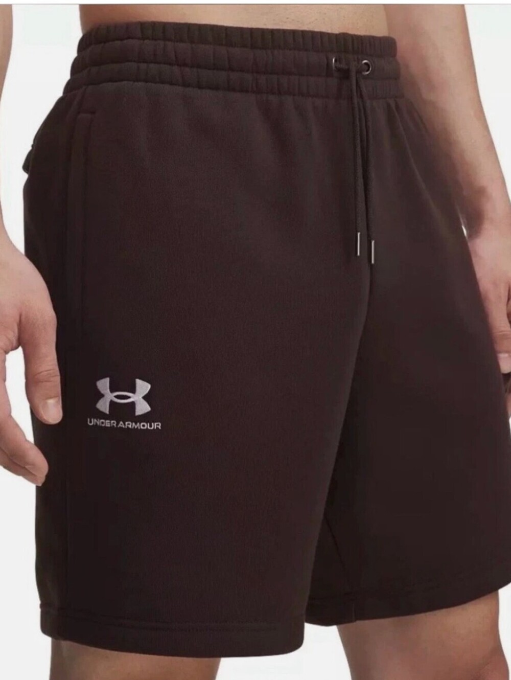 Under Armour Rival Fleece Shorts Brown Drawstring Pockets Men’s Size S NWT